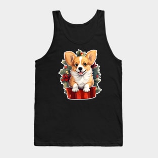 Merry Christmas Happy Corgi with gift Tank Top